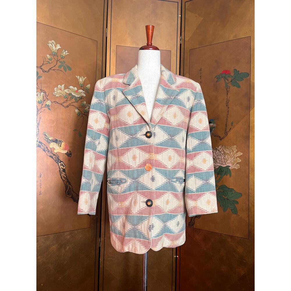 Vintage cotton jacket with native pattern, size S